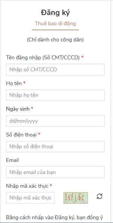 đăng ký hộ tịch online