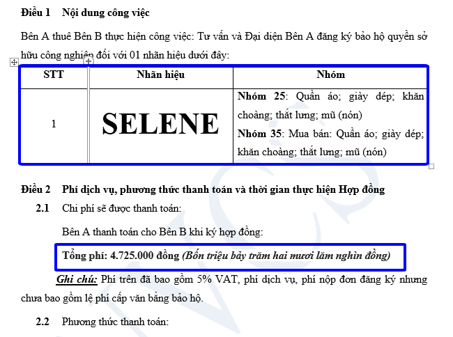 sửa lại các thông tin hợp đồng