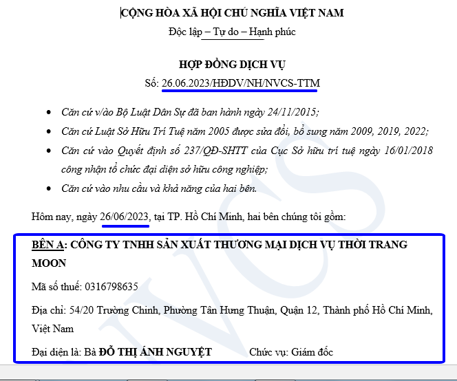 chỉnh sửa thông tin hợp đồng