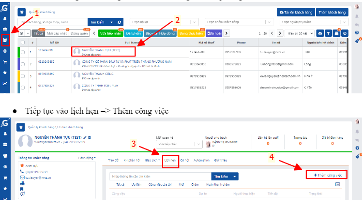 đăng nhập khách hàng cần nhập công việc