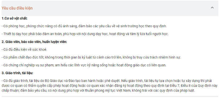 yêu cầu điều kiện